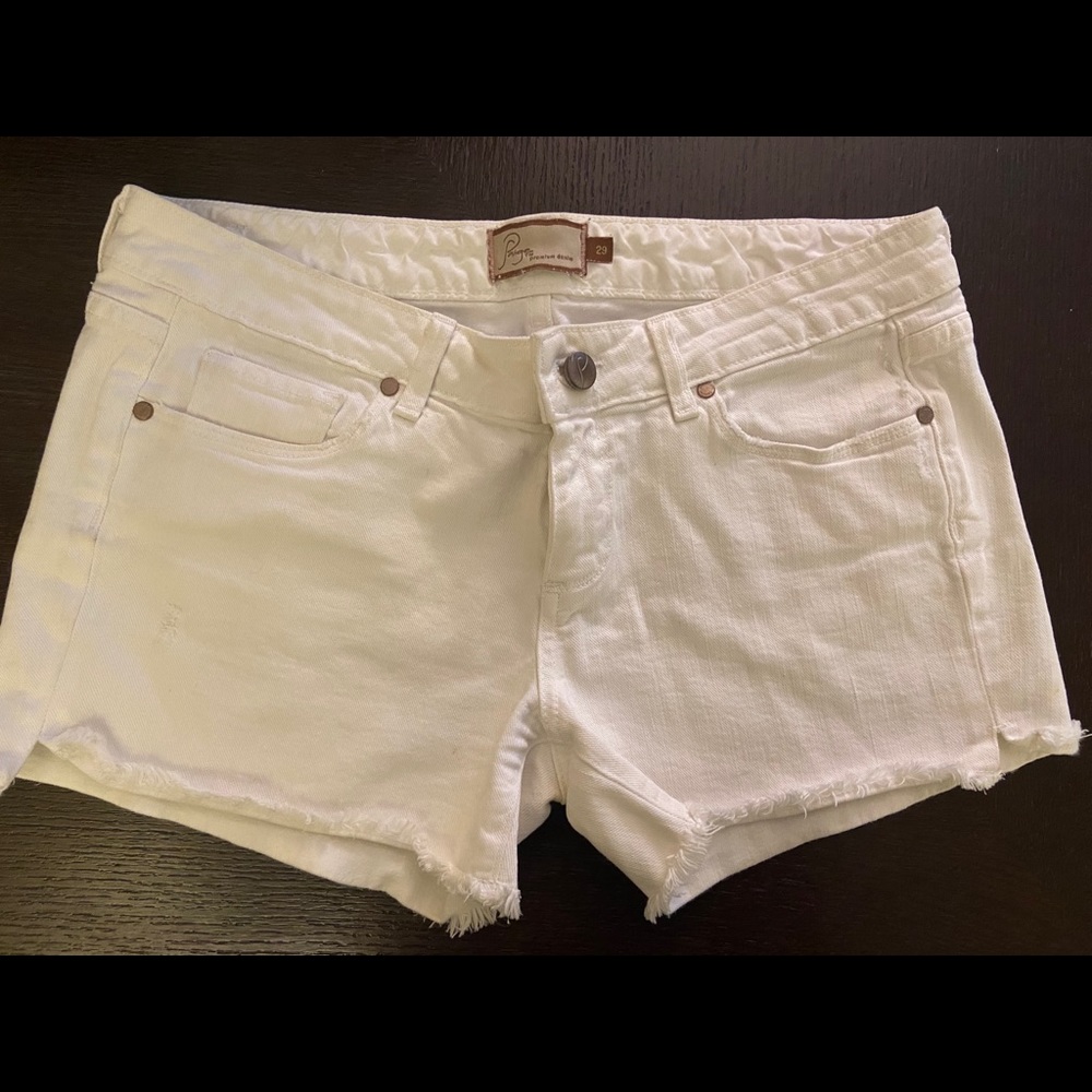 PAIGE denim women’s white jean shorts size 29